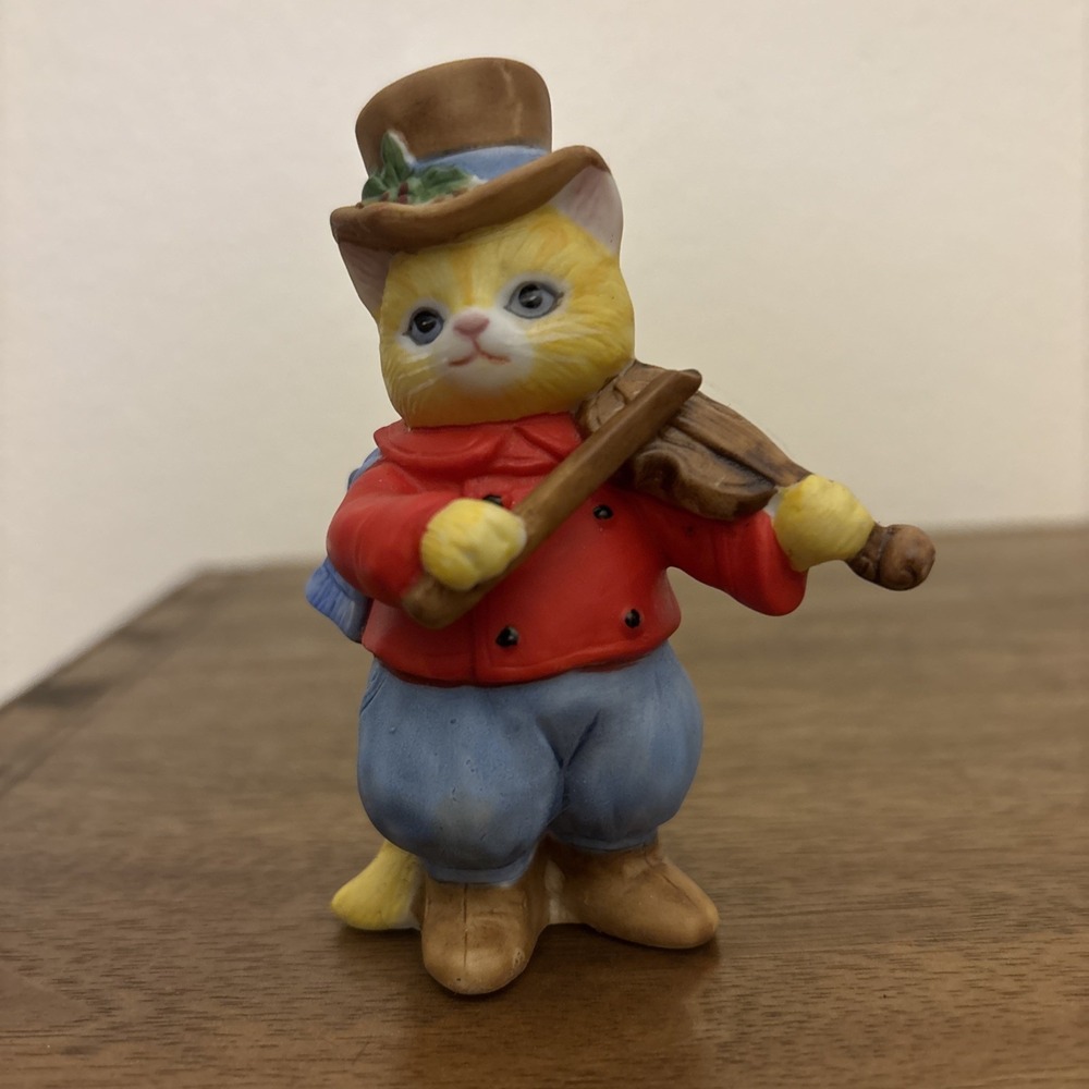 1989 Schmid Kitty Cucumber "J.P. BUSTER" Figurine by B Shackman w/box Violin Vtg